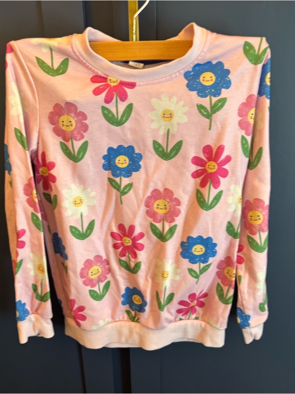 Pink Floral Smiley Face Sweatshirt